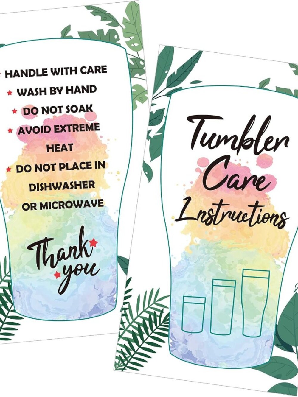 200 Pieces Tumbler Care Cards Instructions, 3.5 x 2 Inch